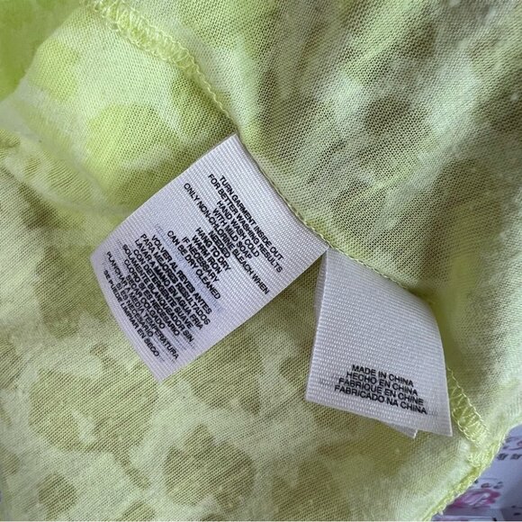 RACHEL Rachel Roy animal print cheetah leopard light neon Lime Long Sleeve Tee - Picture 8 of 9